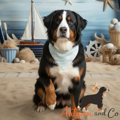 Harbor Blossom Dog Bandana Pattern, Over The Collar Reversible Polyester