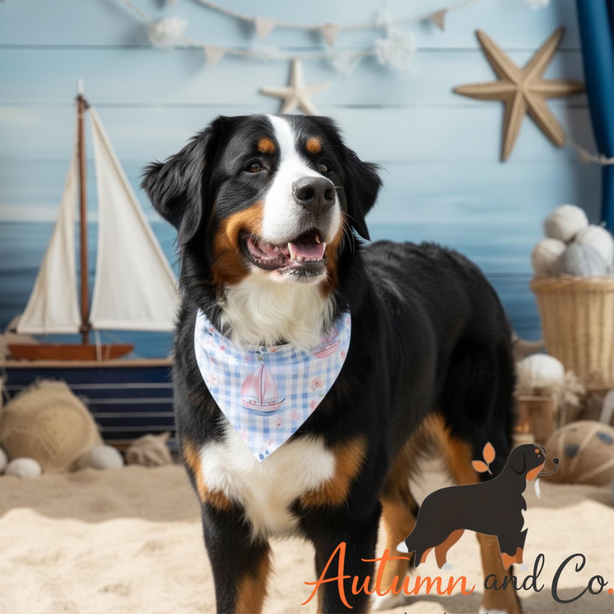 Coastal Blooms  Dog Bandana Pattern, Over The Collar Reversible Polyester