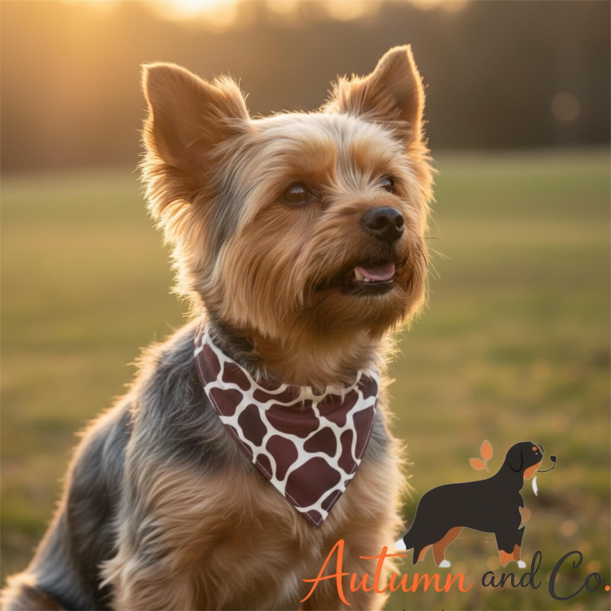 Safari Chic  Dog Bandana Pattern, Over The Collar Reversible Polyester