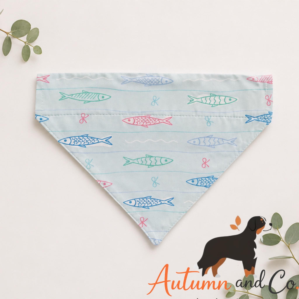 Harbor Blossom Dog Bandana Pattern, Over The Collar Reversible Polyester